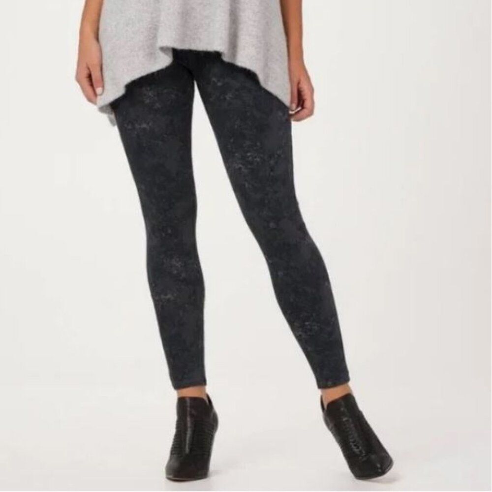 SPANX Size X-Small Black Gray Acid Wash Jegging Legging Slim Leg Pull On Stretch